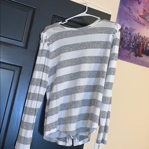 Soft gray and white striped shirt